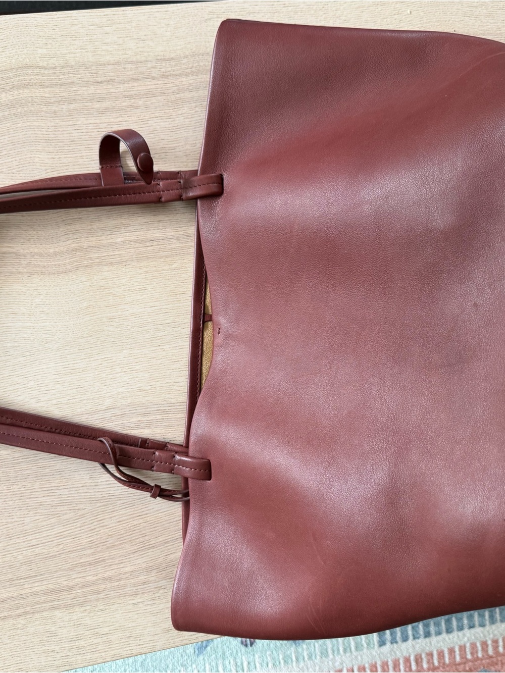 The Row Park Three Leather Tote in Cognac - Picture 3 of 8